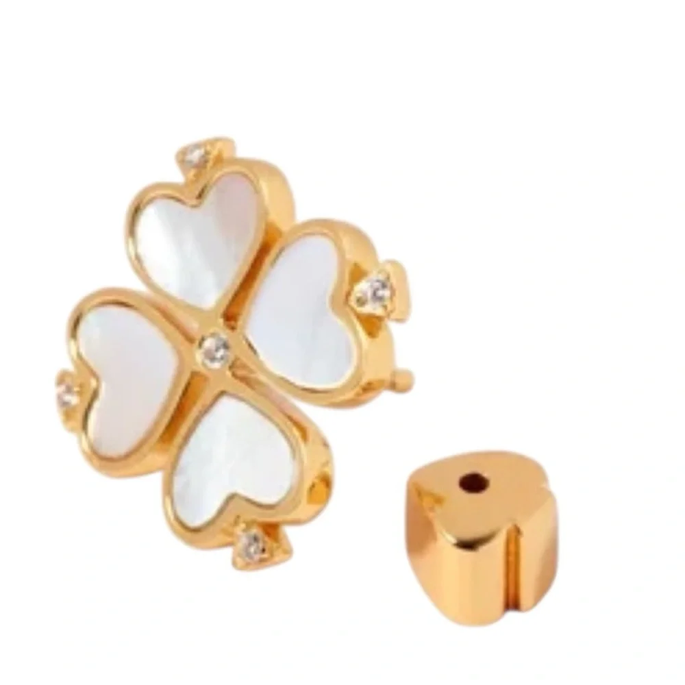 Kate Spade Legacy Logo Stud Earrings - Gold/Mother Of Pearl - Picture 3 of 7